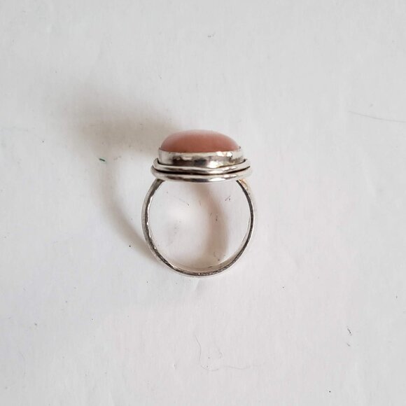 Oval PEACH Ring in Silver Large and Simple - Picture 8 of 12